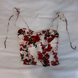 Reformation Floral Camisole - Red and White
